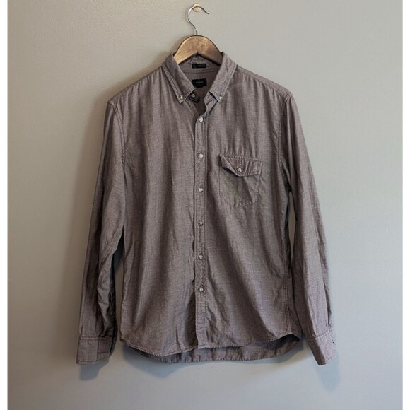 J.Crew Size Medium Brown Button Down Shirt Mens Slim Fit Long Sleeve Crew LS M - Picture 1 of 5